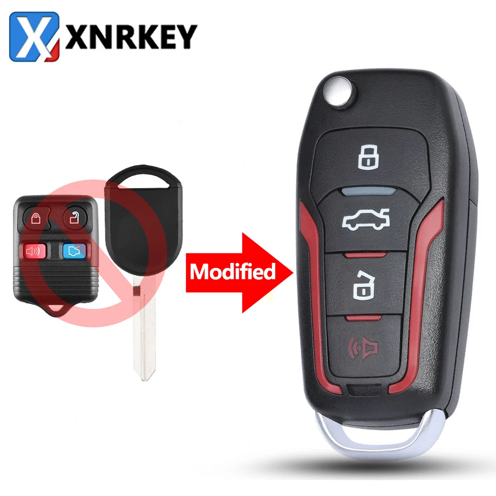 XNRKEY 4 Button Upgraded Flip Remote Smart Car Key 4D63 Chip 315/433Mhz for Ford Explorer for Lincoln Town Car LS FCC: CWTWB1U33