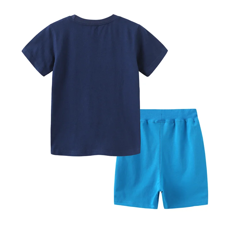 Springen Meter Zomer Outfits Voor Kinderen Dragen Boten Borduren Hot Selling Baby Kleding Sets Jongens Meisjes Katoen Tees + Shorts sets