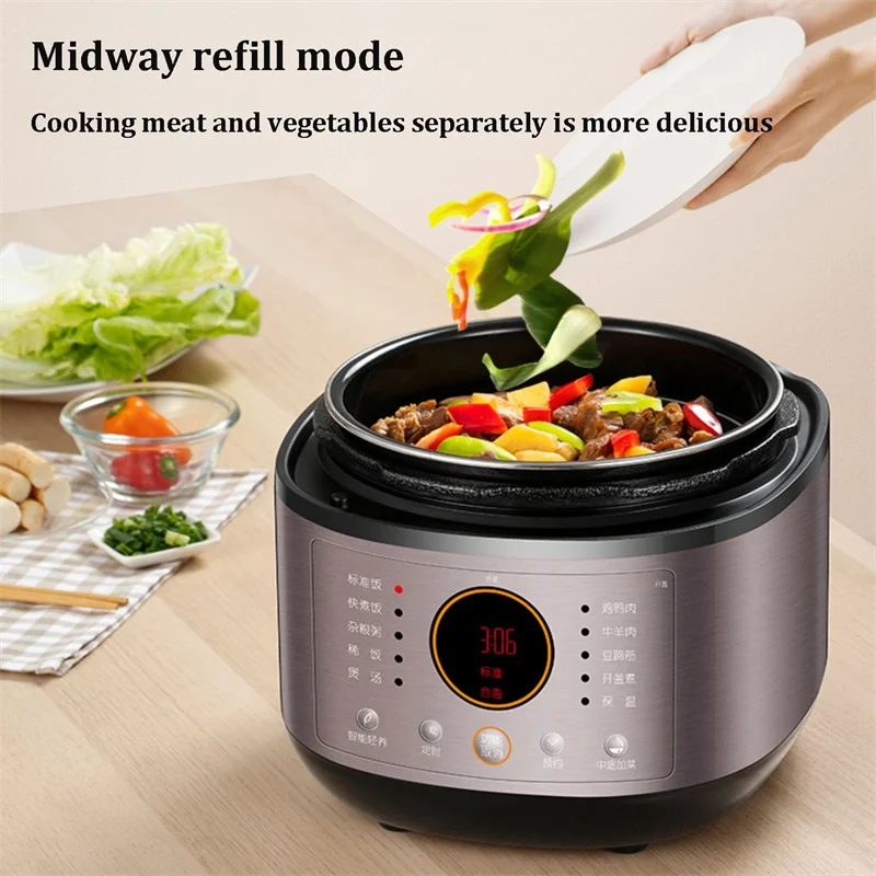 5L Large Capacity Electric Pressure Cooker 2 Inner Pots Multifunctional Smart High Pressure Cooker Meat Slow Intelligent