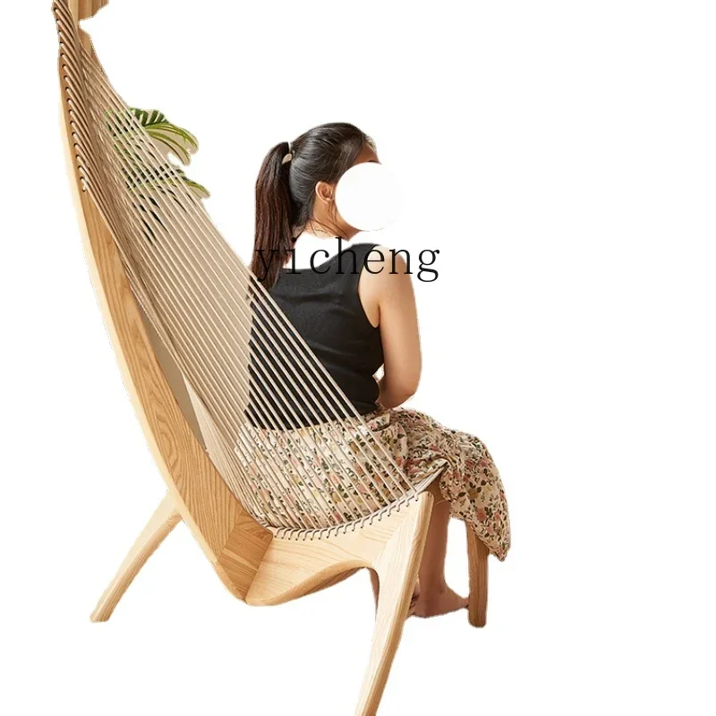 

XL Solid Wood Rope Single Recliner Hotel Hall Chair B & B Log
