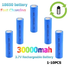 Hot Original 30000mah 3.7 V 18650 Lithium Rechargeable Battery For Flashlight Batteries Toy/electrical Charging