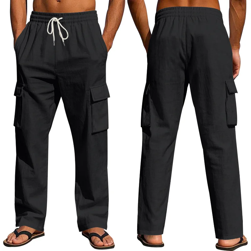 Mens Casual Drawstring Elastic Waist Pants
