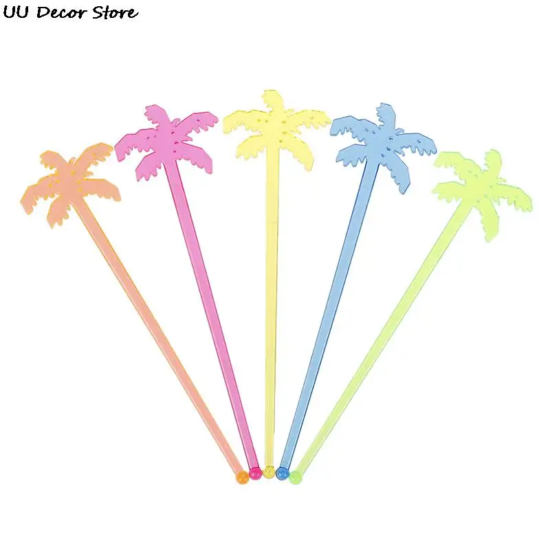 Plastic Night-club Drink/Wine Decor Coconut Tree Cocktail Swizzle Sticks Drink Stirrer Coffee Muddler Puddler 50pcs