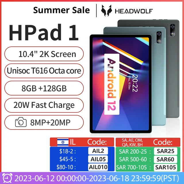 2021公式店舗 Headwolf HPad1 Android 12 タブレット10.4インチ