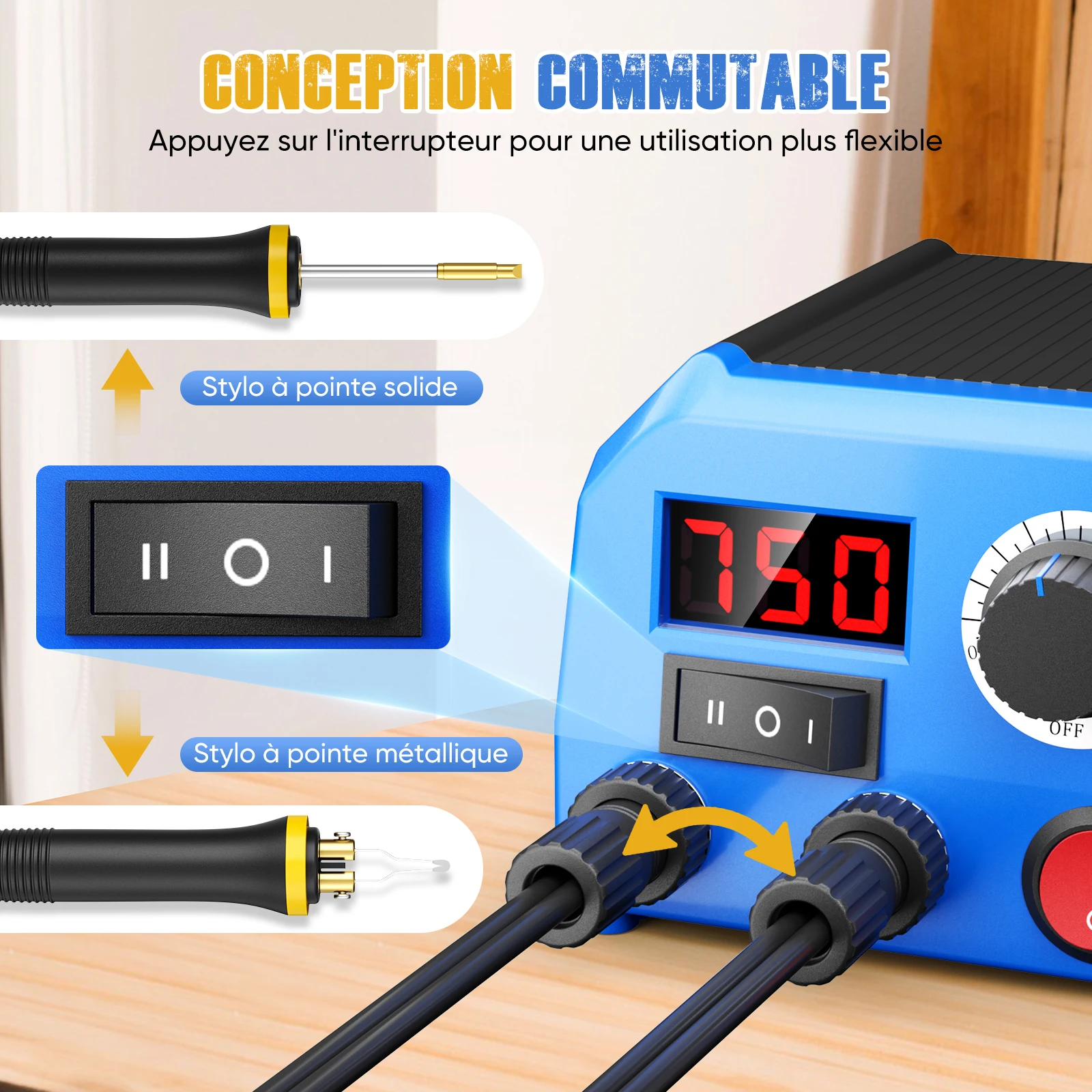 220V Wood Burning Kit with 2Pcs Pyrography Pen Welding Wire Top,Wood Burner Pyrography Machine Adjustable Temperature Max 1382℉ 4