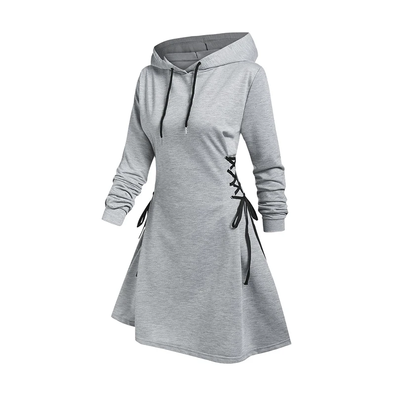 Dressfo 2024 Womens Gothic Hoodie Dress Cat Hat Moon Print