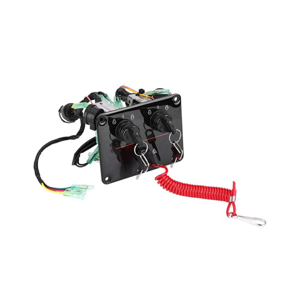

Dual Engine Key Switch Panel, 12V Dual Key Switch Panel Assembly for Outboard Engine Yacht
