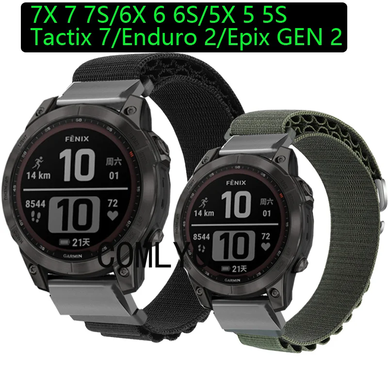

Ремешок нейлоновый мягкий для наручных часов Garmin Fenix 7X 7 7S 6X 6 Pro Solor Enduro EPIX Gen 2 Tactical x 7 PRO Instinct 2X 2 2S