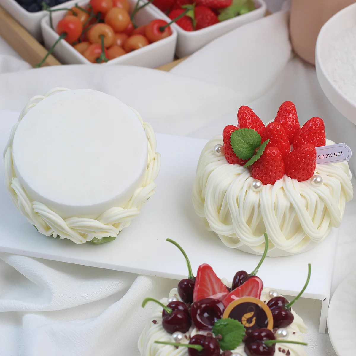 4 inch Simulation Cake Cream Birthday Cake Fake Model Dessert Baking Shop Window Display Samples Props Dessert Decor