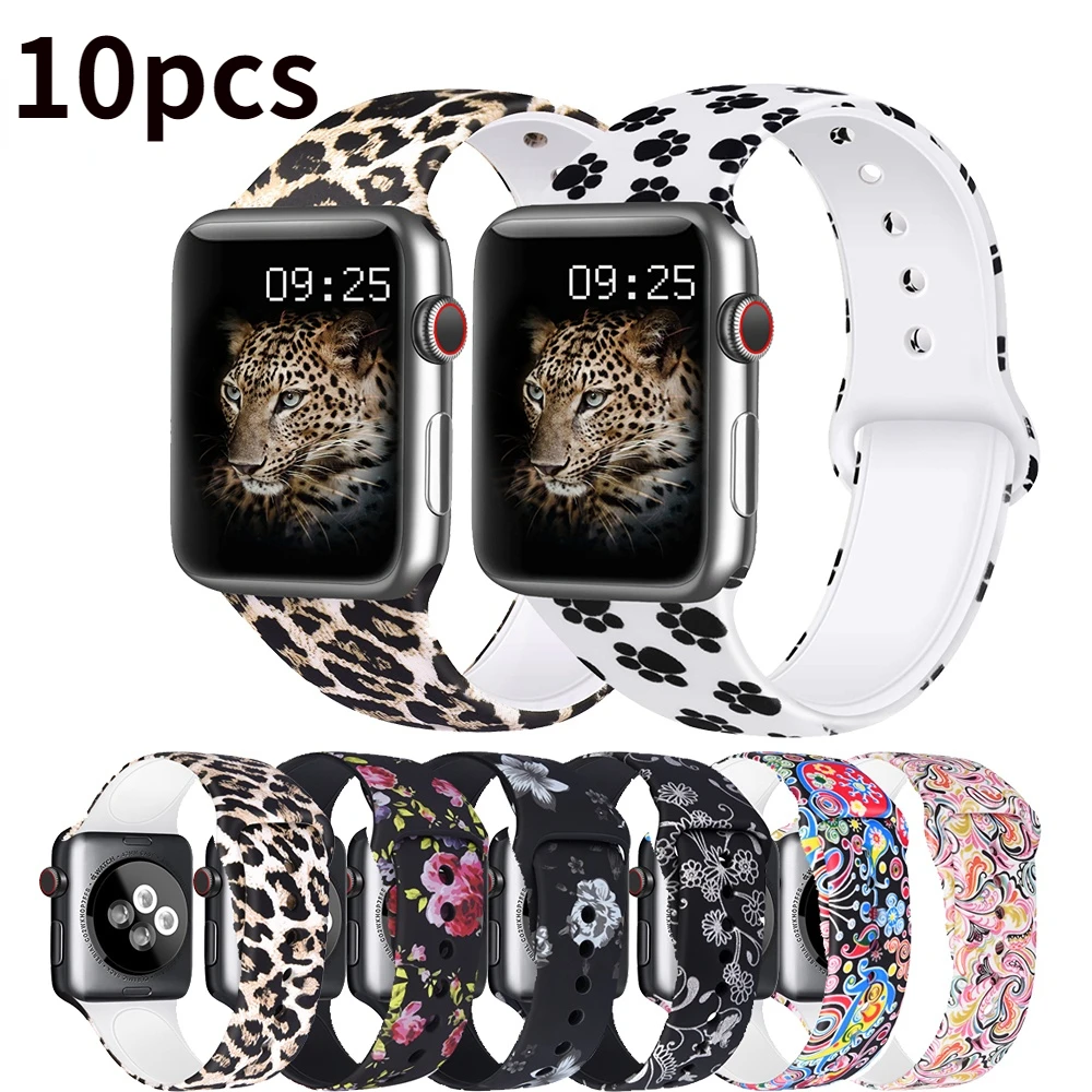 

10pcs Pattern Band For Apple Watch Strap 45mm 41mm 44mm 40mm 42mm 38mm Watchband For iWatch 8 7 6 5 4 3 Se ulta 49mm Bracelet