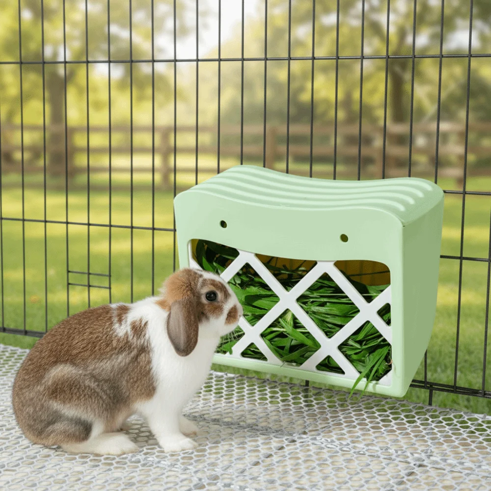 Rabbit Grass Basket Hanging Rabbit Hay Feeder Anti-tipping Fixed Rabbit Grass Rack with Lid Large Capacity Hay Manger Grass Rack