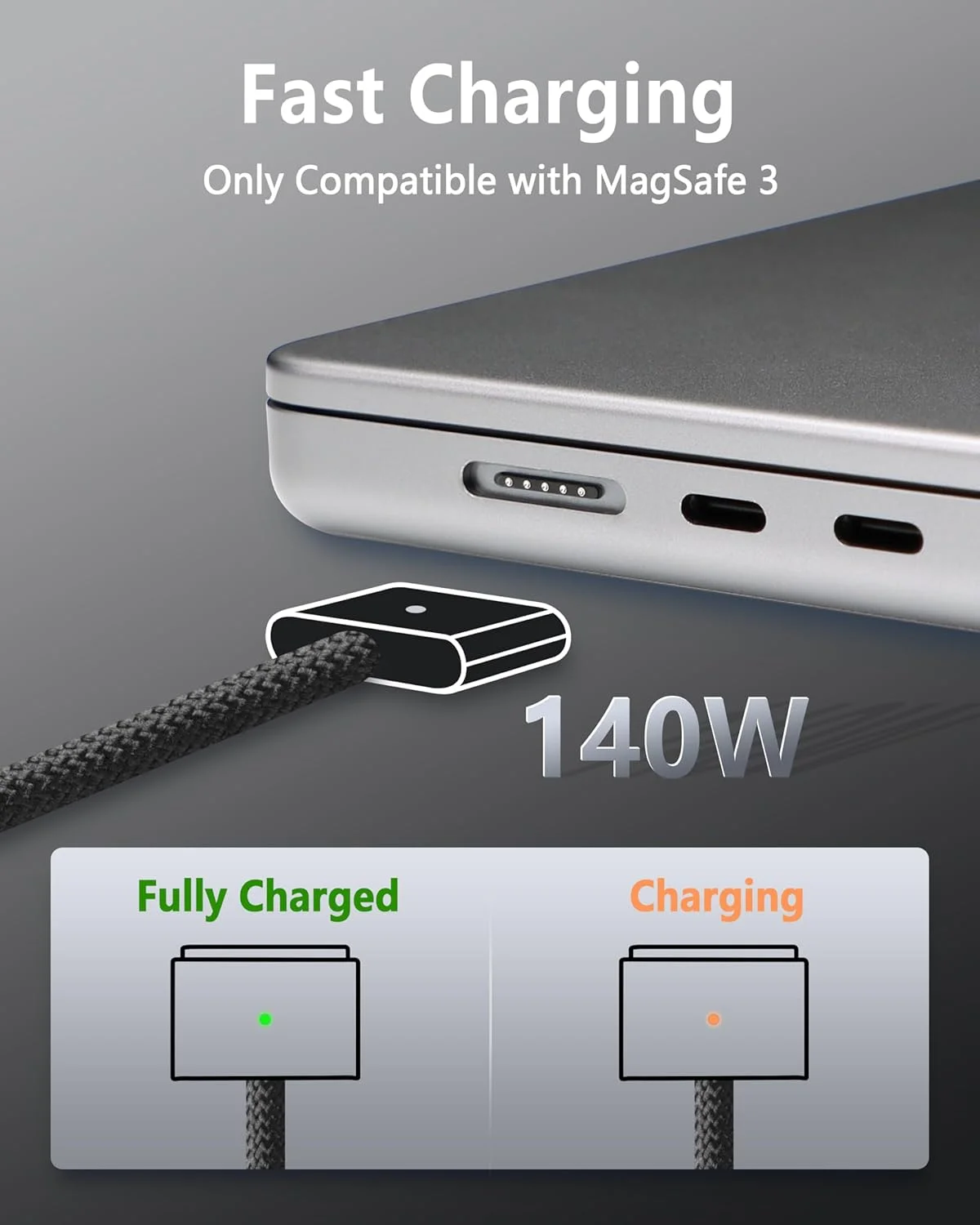 Anker Usb C Cable USB-C To MagSafe 3 Cable 140W - 6.6ft Charger For MacBook  Pro 2024 M4, M3, M2 & MacBook Air, Fast Magnetic Charging Slip On Dress  Shoes