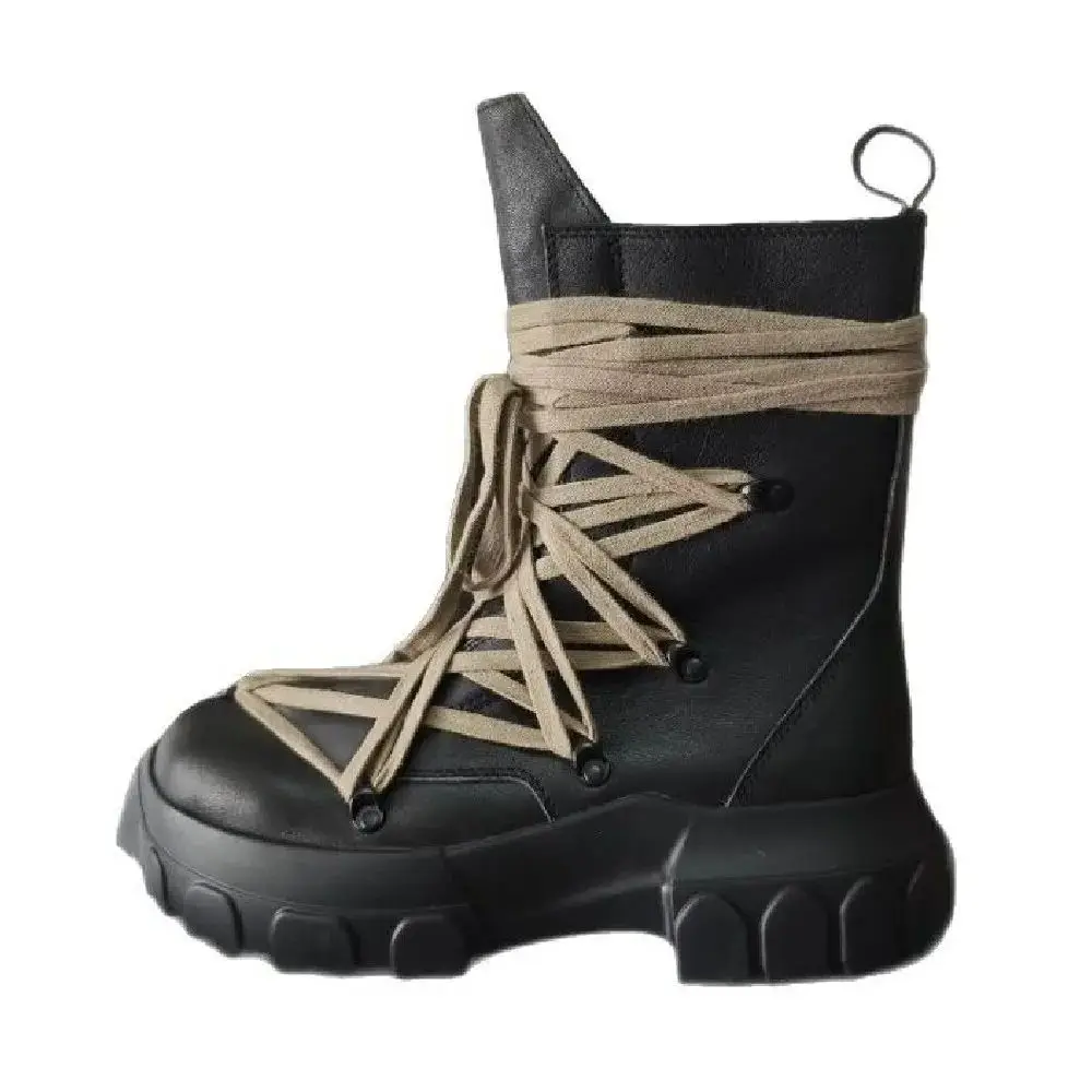 Men's High Top Shoes Motorcycle Boot Casual Platform Women Sneakers Leather Luxury Trainers Lace Up Zip Autumn Designer Boots