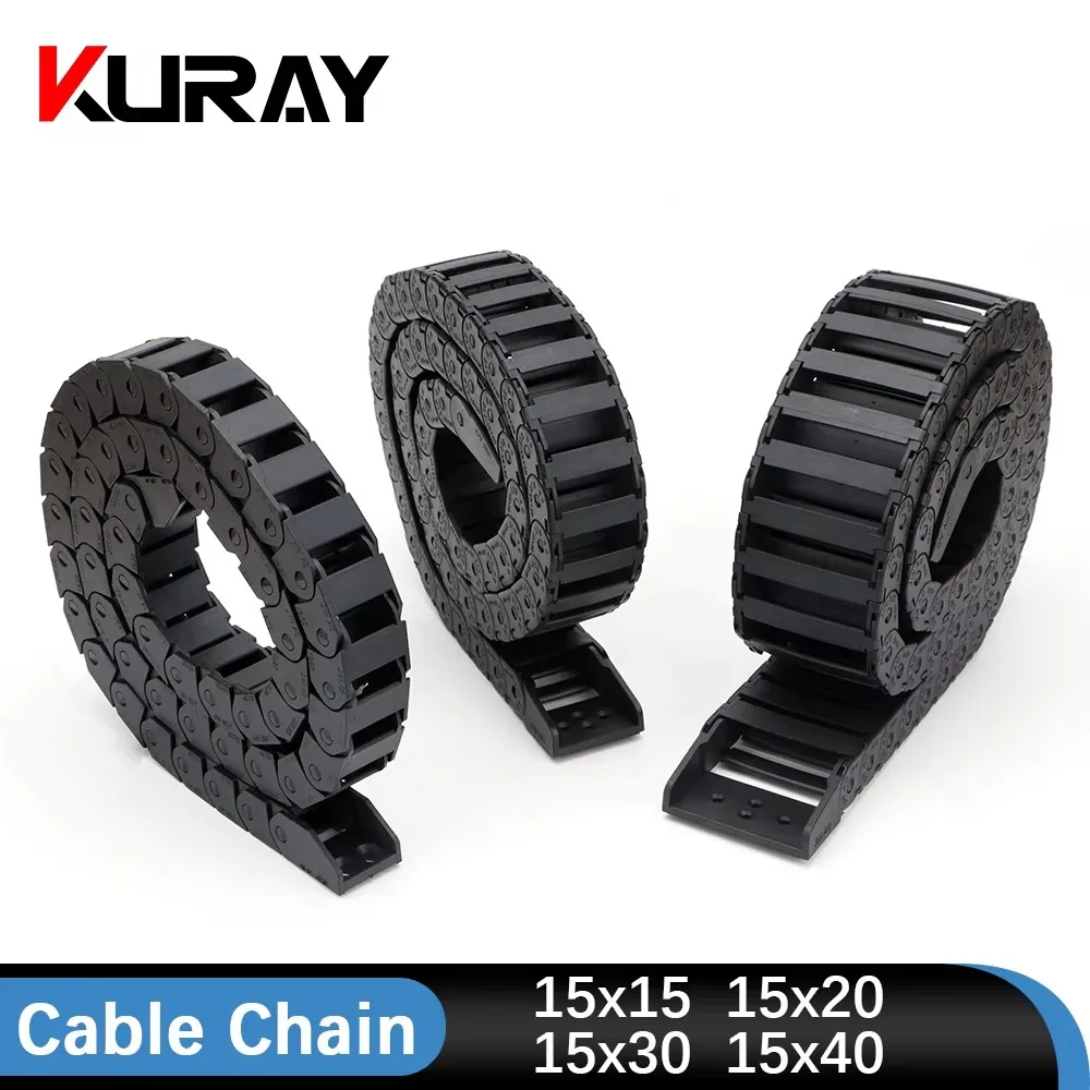 Kuray Cable Chain 15*15 15*20 15*30 15*40 15*50mm Semi-Enclosed Interior Opening Wire Transmission Carrier Plastic Drag Towline
