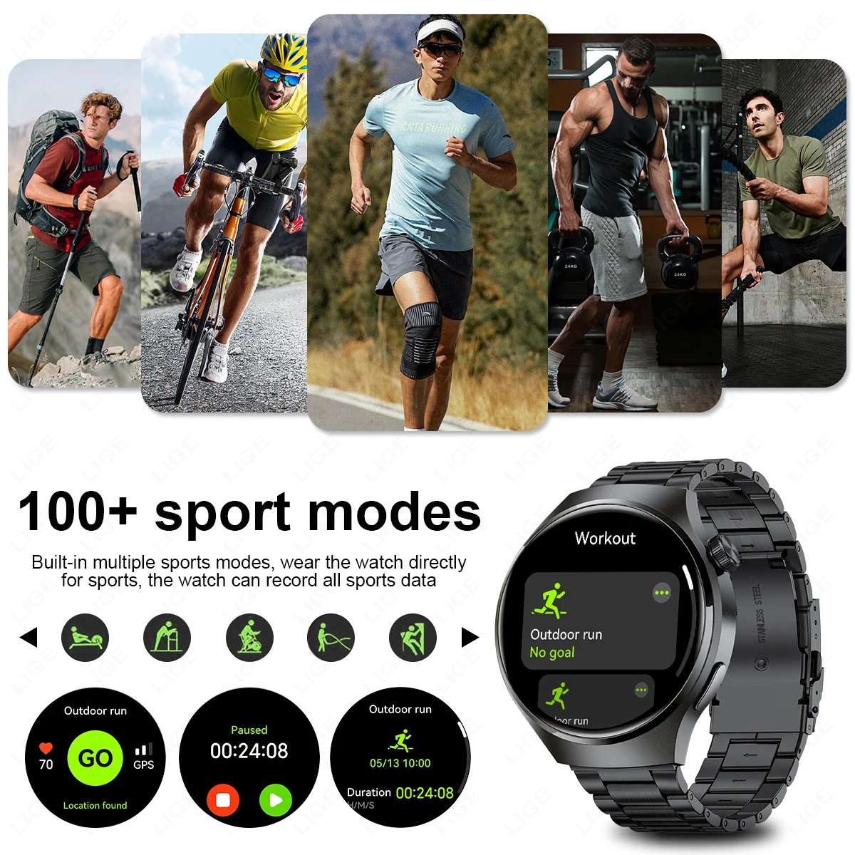 LIGE Smart Watch For Men Women Bluetooth Call Bracelet IP68 Waterproof Sports Fitness Watch For HUAWEI Healthy Smartwatch Man