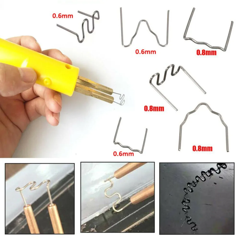 

100Pcs 0.6/0.8mm S Wave Staples For Plastic Welding Car Bumper Repair Stainless Steel Pre-cut Wave Staples Soldering Tools