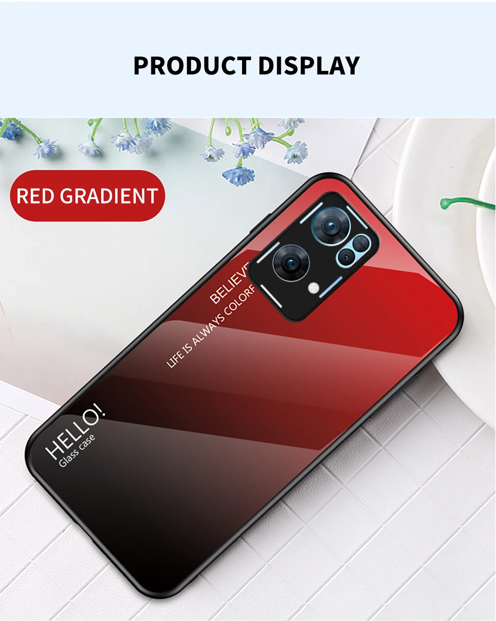 Coque Reo8 DECLAREYAO Coque en verre trempé rigide pour OPPO Renoa 7 6 5 4 3 Pro Plus Ace2 4Z 5Z 6Z 7Z Coque en silicone UL_voghion.com