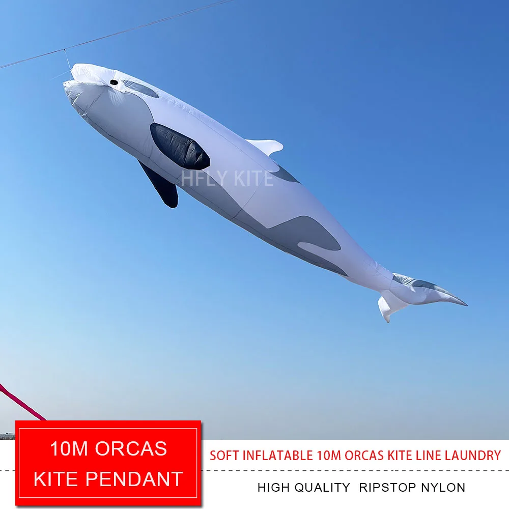 HFLY Soft Inflatable 10m Orcas Kite Line Laundry for Adults High Quality Ripstop Nylon Killer Whale Kite Pendant