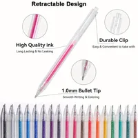 12-36pcs Glitter Gel Pens Set,Quick-Drying Metallic Ink,Fine Point for Drawing, Book Doodling, Art Marking with Storage Case 2