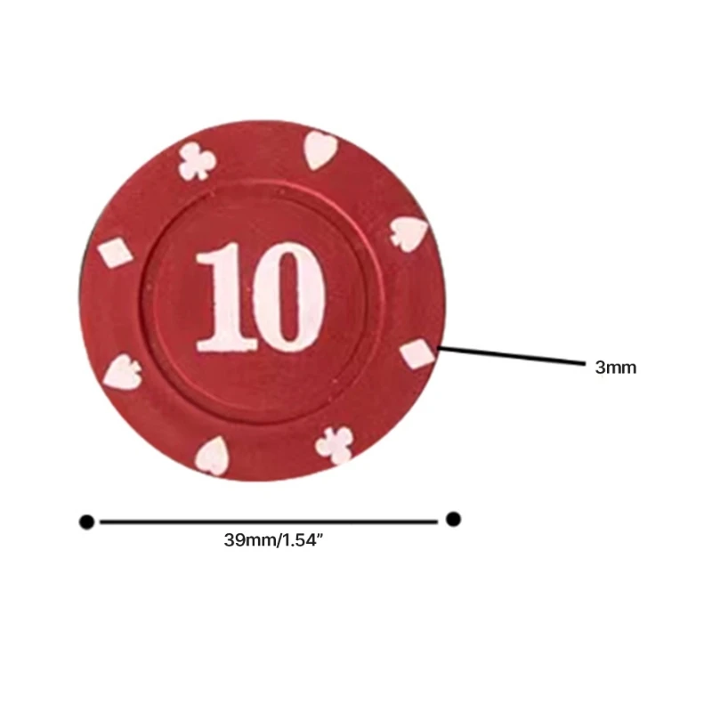 100 Pcs Plastic Game Coins Poker Chips with Storage Box Denominations Printed Casino Card Game