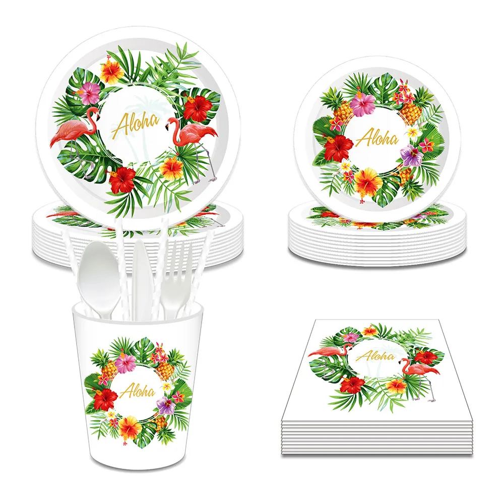 

Набор одноразовой посуды с Фламинго Гавайская Алоха, стаканчик в виде черепахи, бумажная салфетка, обеденная посуда для детского дня рождения, декор для стола