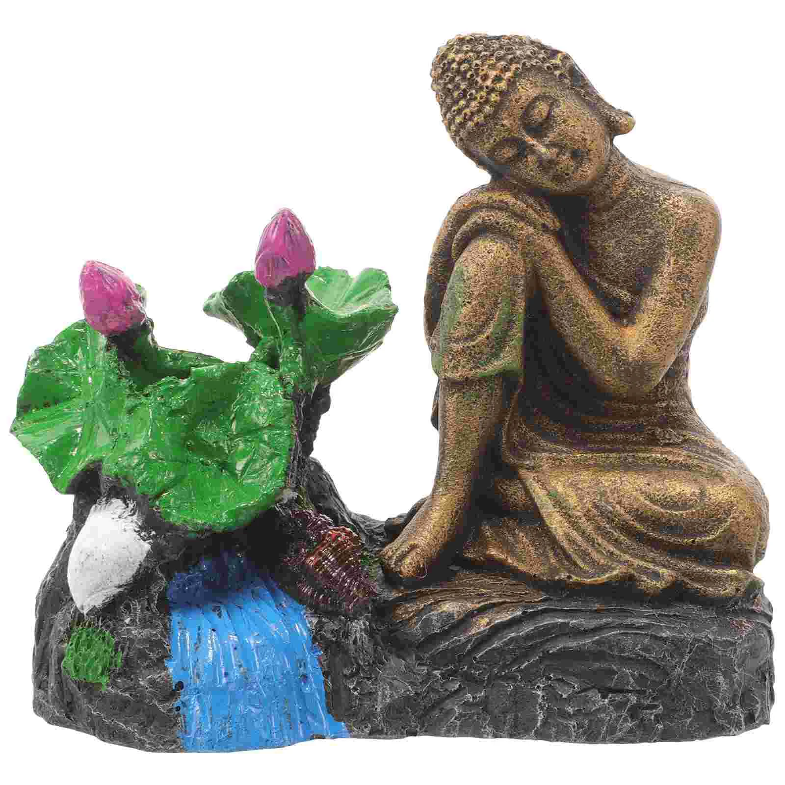 

Fish Tank Buddha Statue Ornament Figure Porch Aquarium Decor Resin Small For Outdoor