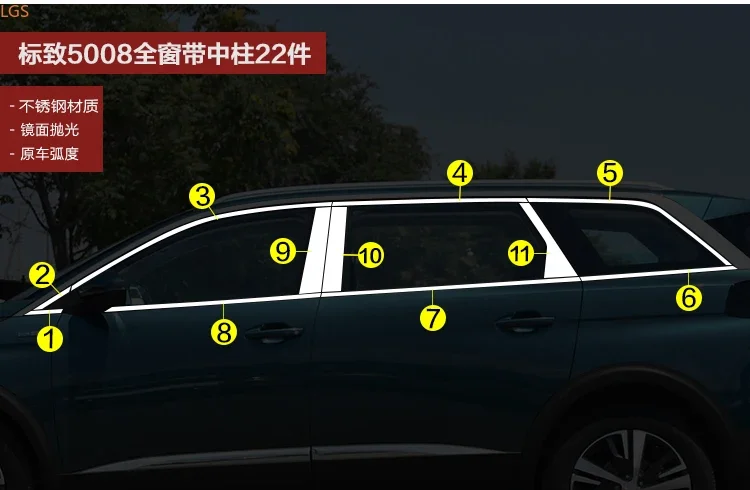 

Для Peugeot 5008 2017-2021 высококачественная нержавеющая сталь фотолента отделка корпуса против царапин Стайлинг автомобиля