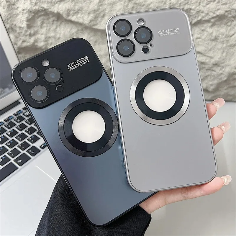 Luxury Titanium Metallic Matte Case with Glass Lens Camera Protection
