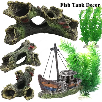 Aquarium Hollow Log Decor Multifunction Resin Fish Hiding Cave Non-toxic Aquarium Dead Wood Decoration for Fish Tank Aquarium 1