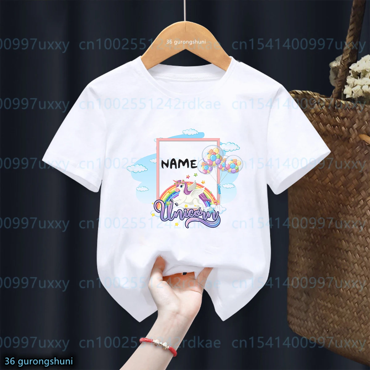 

Kids Tshirt Funny Personalized Name Unicorn Cartoon Print Girls T-Shirt Fashiona Boy Tshirt Cute Toddler Birthday Gift Clothing