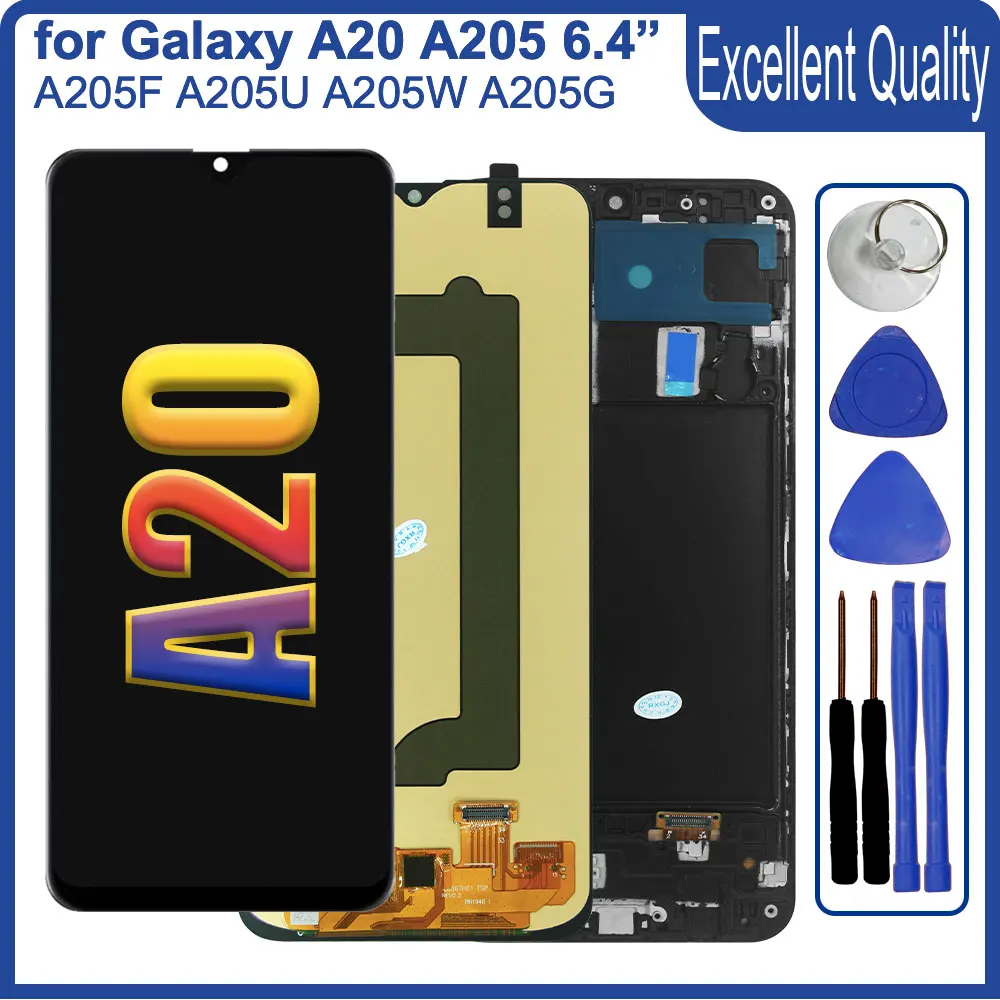 ЖК-дисплей AMOLED для Samsung Galaxy A20 A205F A205U A205W, сенсорный экран с дигитайзером для Samsung A20, экран A205F, A205U, A205G, ЖК-дисплей