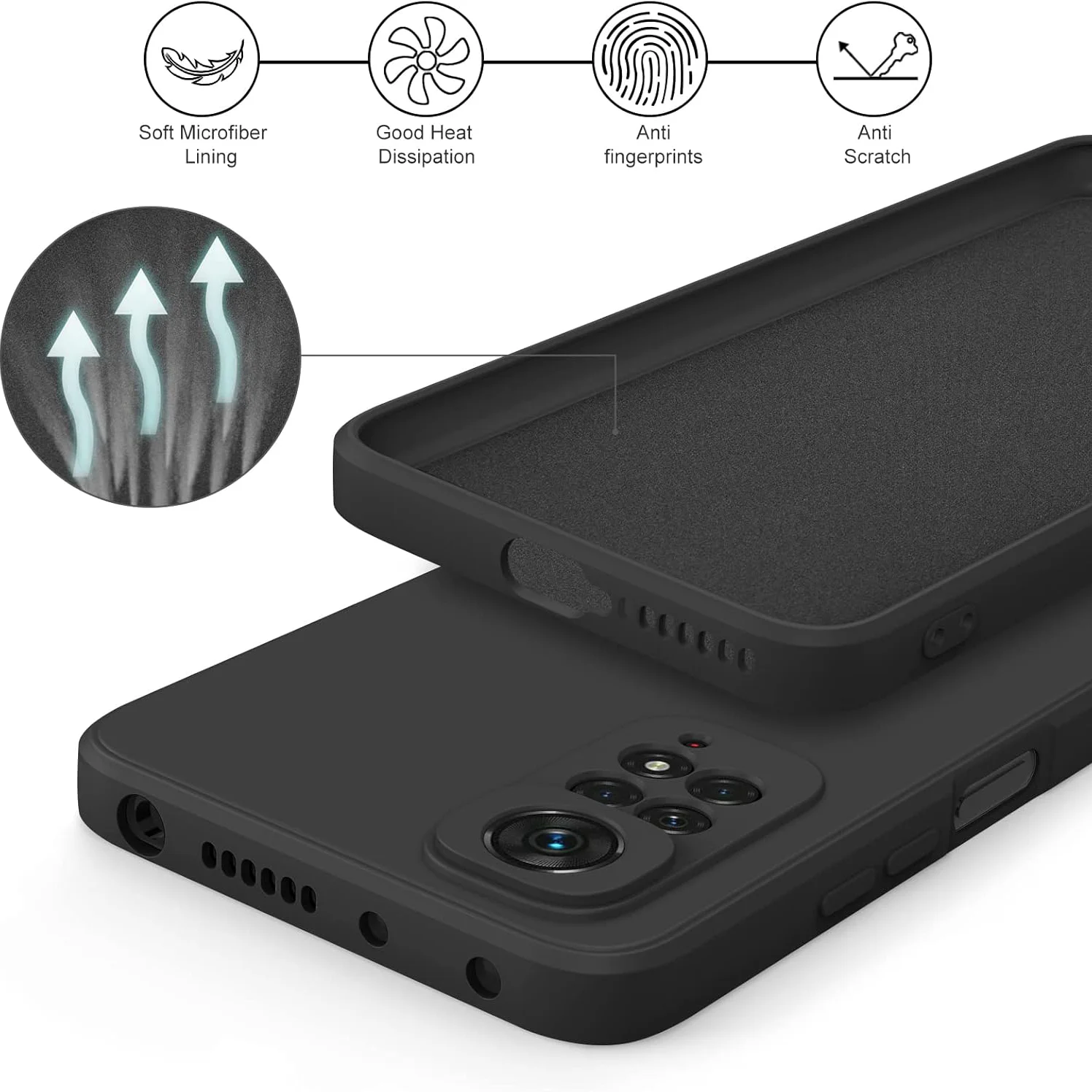 Enhanced Soft Matte Shockproof Black Silicone Phone Case
