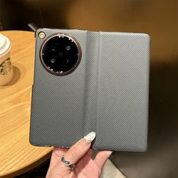 Luxury PU Leather Flip Cover - Premium Protective Back Case for OPPO Find N6 (Carbon Fiber Black)