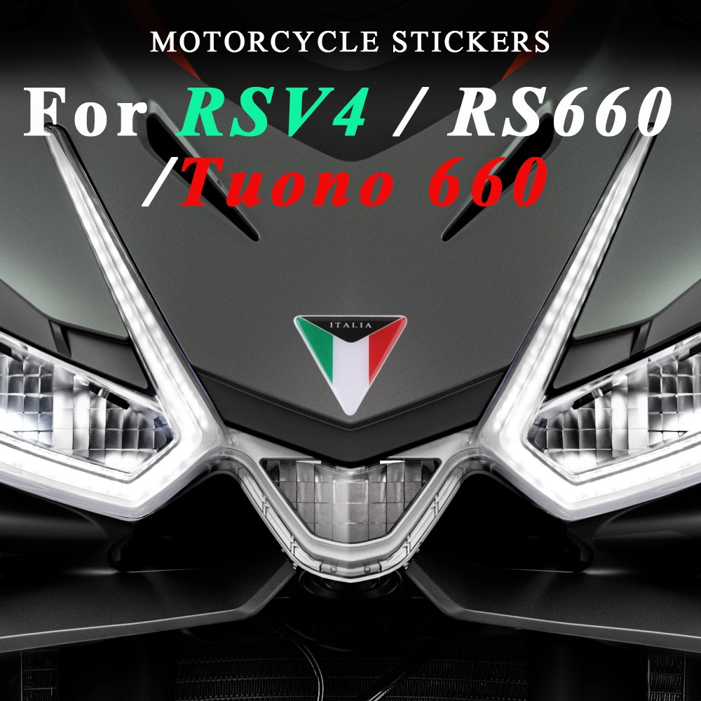 

3D Resin Motorcycle Stickers Front Fairing Reflective Decals Italia Flag Emblem For Ducati Aprilia RS4 Vespa Benelli Accessories