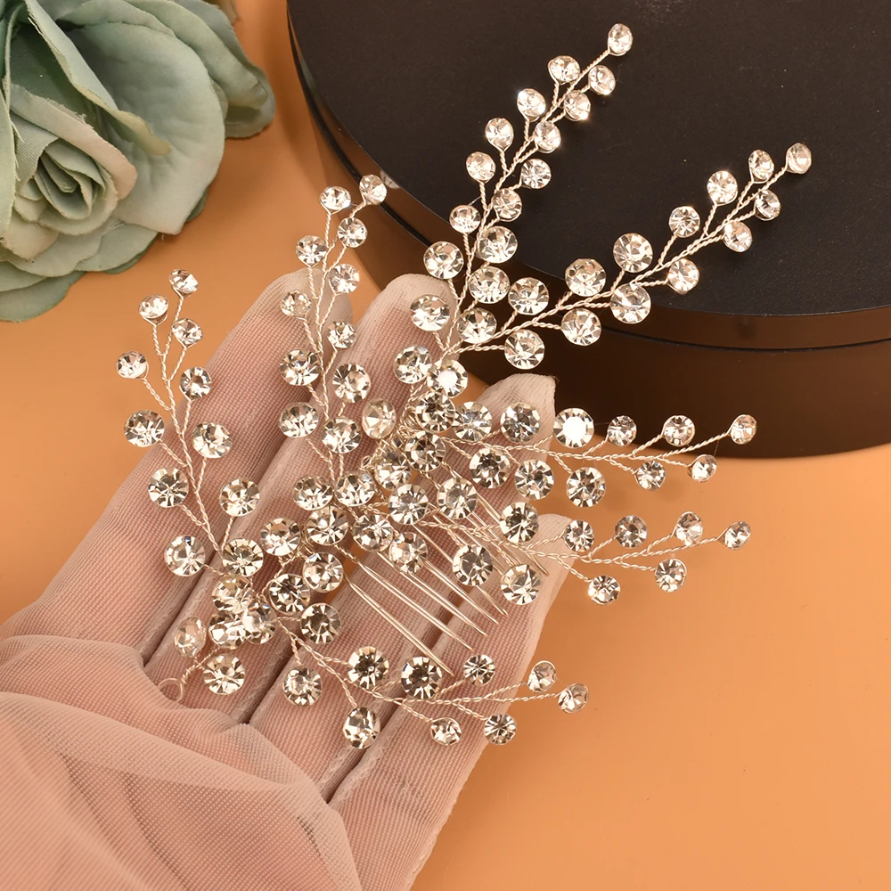 DZ227 Newest Crystal Bridal Hair Combs Rhinestone Wedding Hair Accessories Fashion Women Headpiece Bridesmaids Accessories