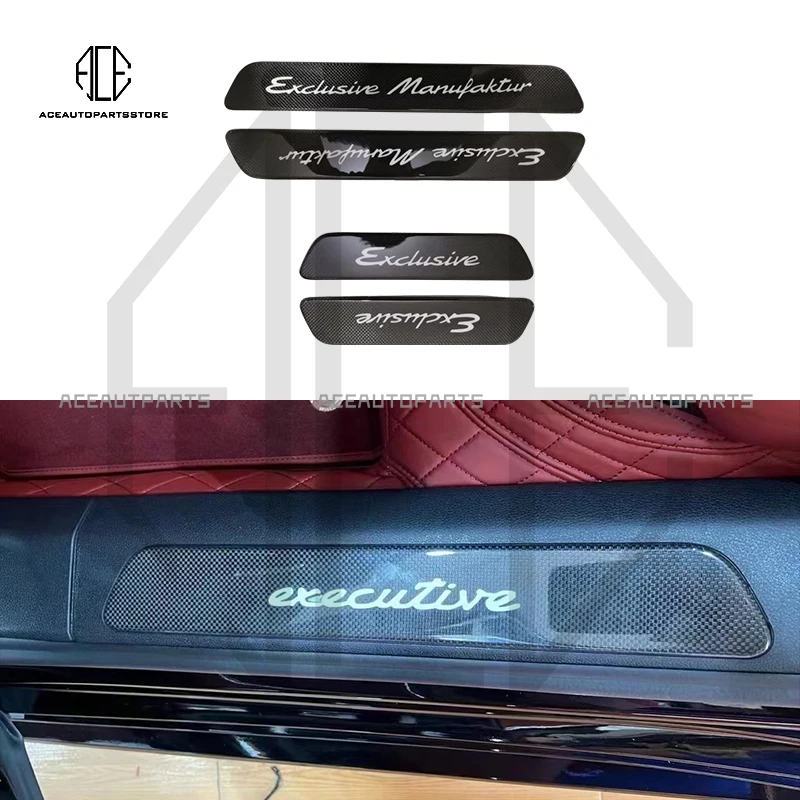 

For Porsche Panamera 971 Door Sills With Exclusive Manufaktur LED Lights Door GTS Turbo Real Carbon Fiber Side Pedal Scuff Plate