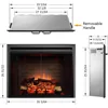 Klaus Electric Fireplace Insert with Fire Crackling Sound, Glass Door and Mesh Screen, 750/1500W, Black, 33 1/16 Inches Wide 2