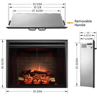 Klaus Electric Fireplace Insert with Fire Crackling Sound, Glass Door and Mesh Screen, 750/1500W, Black, 33 1/16 Inches Wide 2