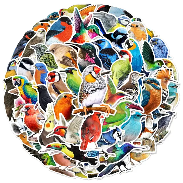 50pcs Colorful Birds Animals Cartoon Graffiti Stickers DIY Phone Guitar Laptop Notebook Suitcase Cup Waterproof Sticker Kids Toy 2