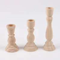 Wooden Candlesticks Unfinished Wood Candle Holder Pillar Taper Candle Stands for Wedding Party Birthday Home Table Decoration 2