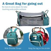 3 in 1 Diaper Bag Backpack with Foldable Baby Bed USB