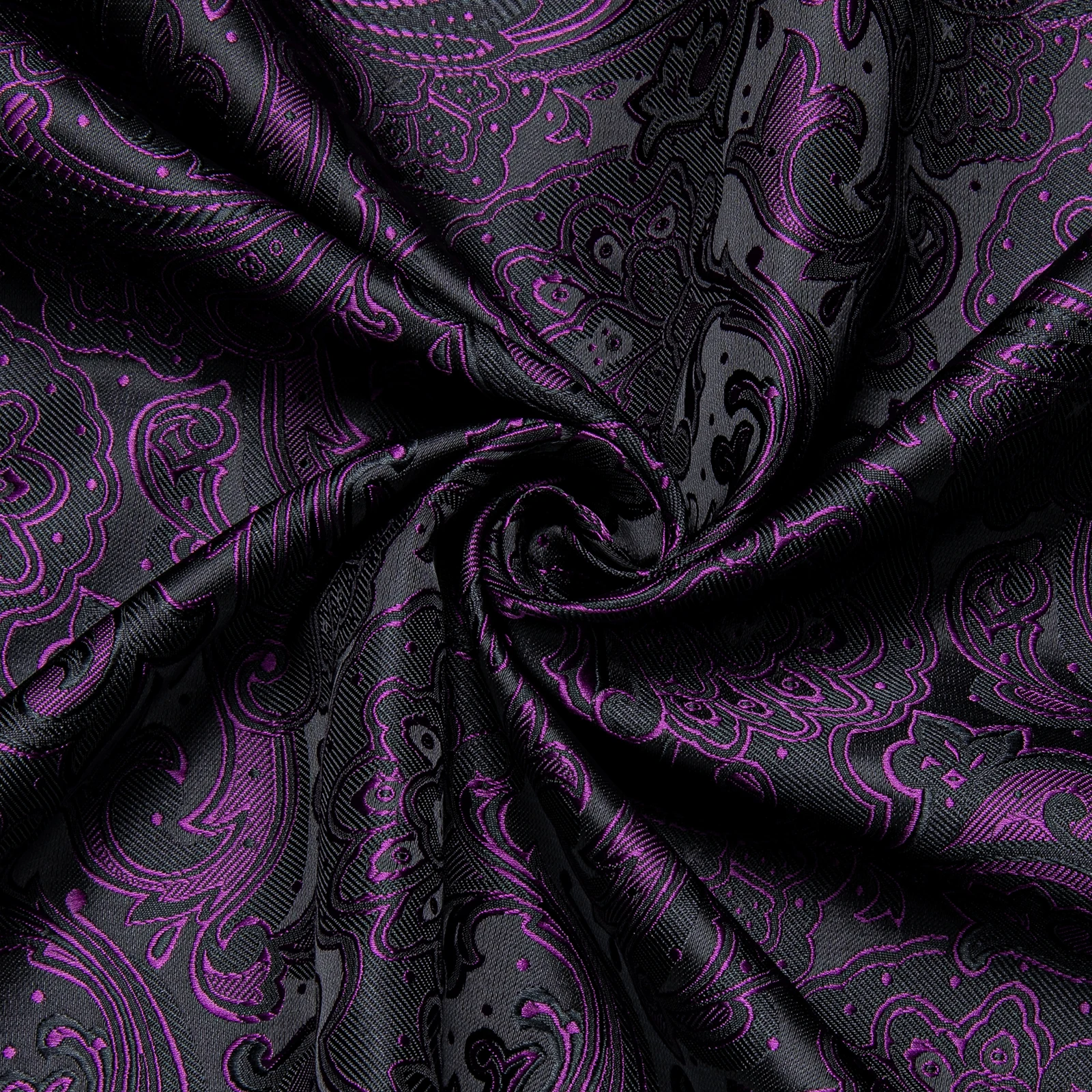 Luxury Purple Paisley Men's Silk Shrits Long Sleeve Designer Men Clothing Tuxedo Wedding Party Dress Shirt for Men DiBanGu