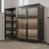 ตู้ครัวที่ทันสมัยเรียบง่ายพร้อมประตูตู้เก็บผักตู้เก็บของอเนกประสงค์ตู้เก็บของหลายชั้น 2