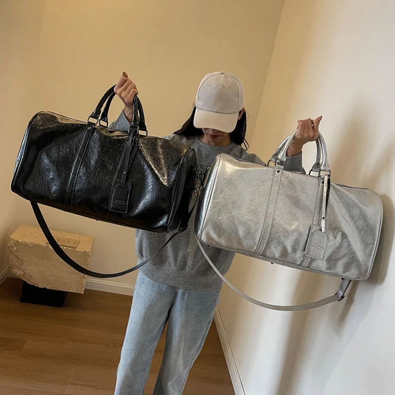 Women PU Fitness Bag Gym Handbag Men Leisure Sports Tote Shoulder Crossbody Large Capacity Swimming Yoga Travel Workout Duffel 3