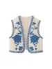 Zevity Women National Style Sleeveless Position Floral Embroidery Short Vest Jacket Ladies Casual Crop WaistCoat Tops CT4110 1