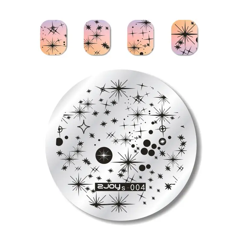 5.6cm Round Christmas Nail Stamping Plates Snowflake/Star/Leaf Stamping For Nail Stencils Printing Template Stamp Nail Art Tools 2