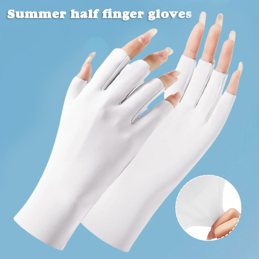 Fingerless Long Gloves Cool Summer Gloves for Gel Nail Lamp