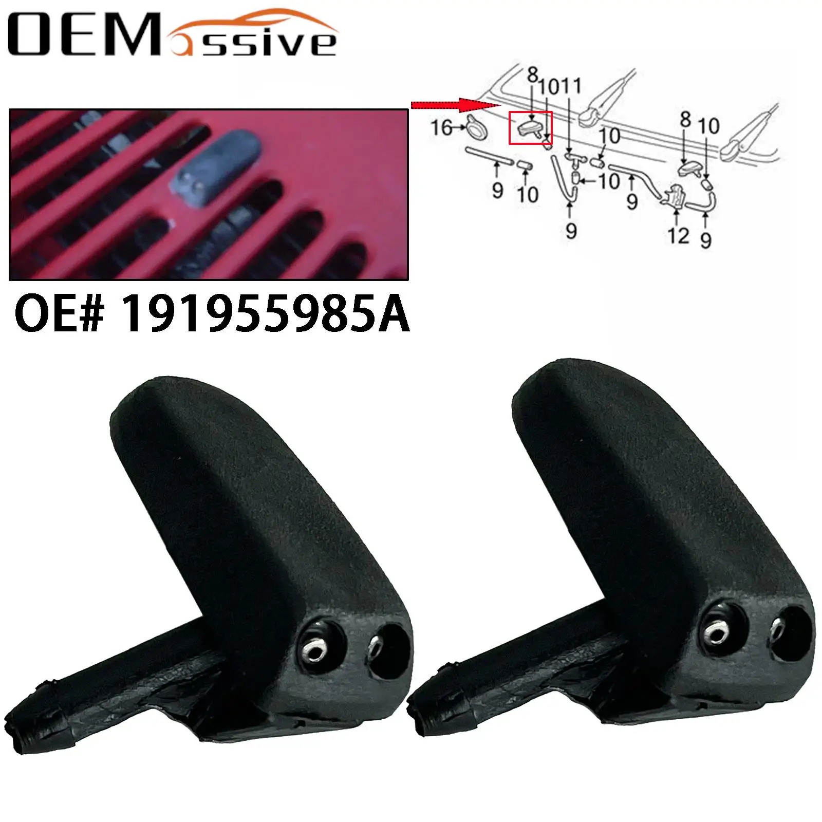 

2Pcs Windshield Wiper Jet Washer Nozzle Windscreen Wipers Parts Vehicle Water Spray For VW Transporter T4 T5 Polo Passat Jetta