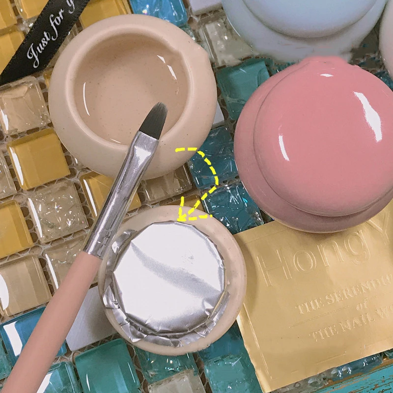 1Pcs Japanese Macaroon Ceramic Nail Wash Pen Cup Simple With Cover Loading And Unloading Nail Water Cleaning Solution Container