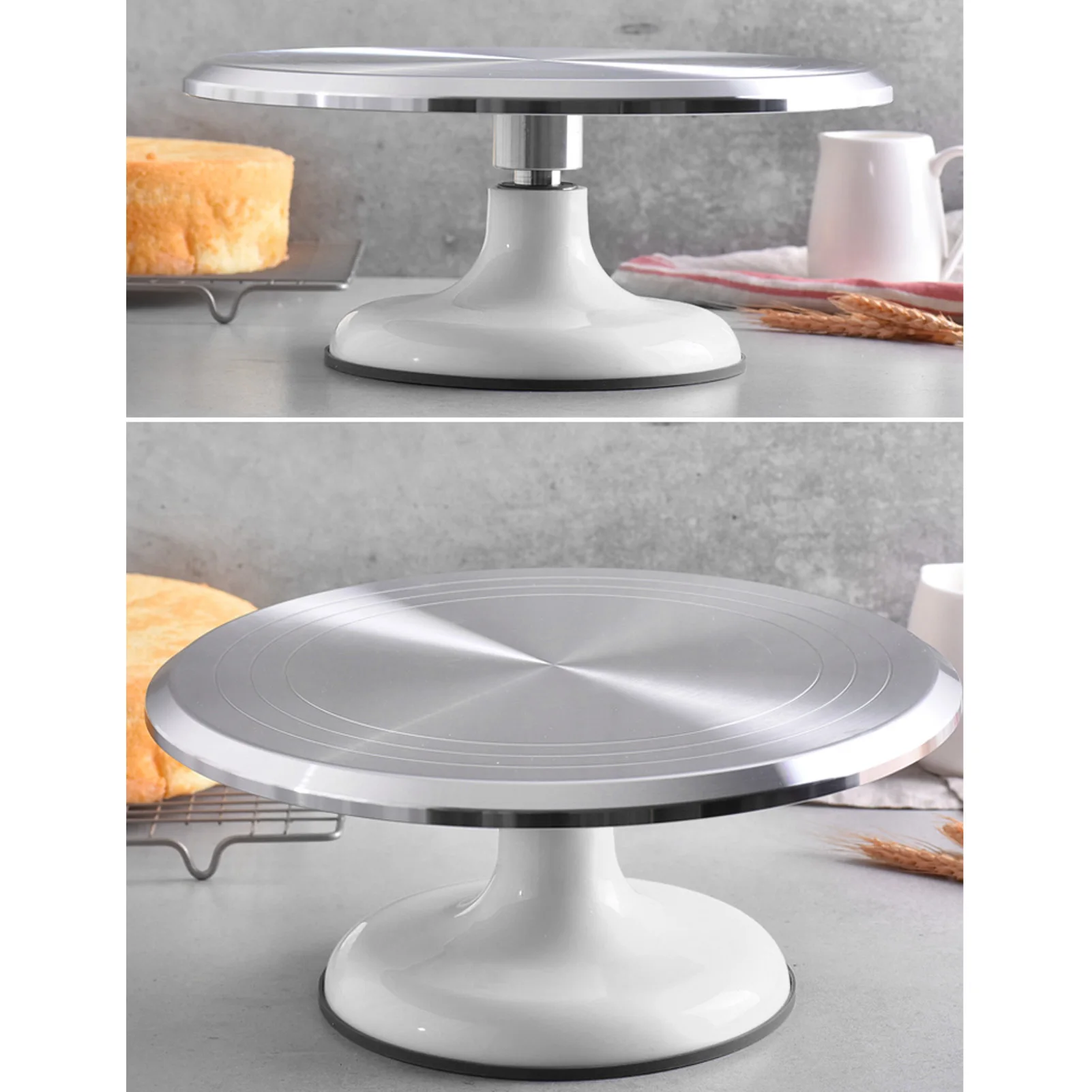 Baking Supplies Cake Turntable Revolving Cake Stand Aluminum Alloy 10 Inch Silent Bearing Rounded Edges For Home Decorating Supplies